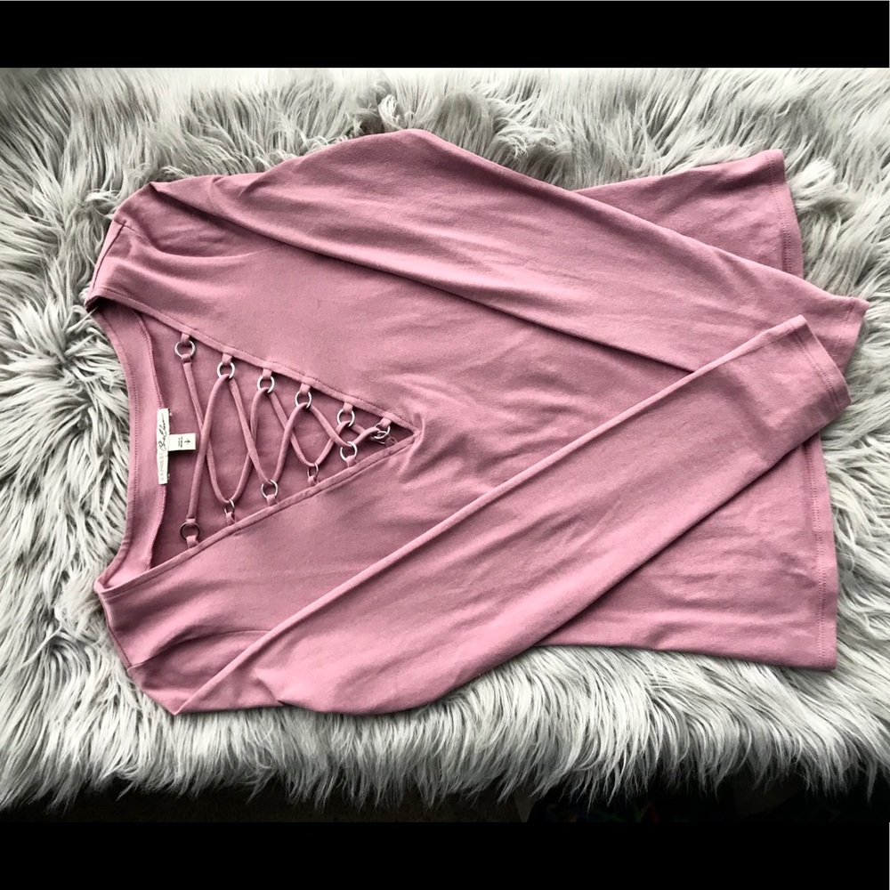 Express Deep V Lace Up Top